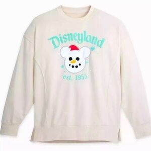 Disneyland Resort & Park Christmas 2024 Snowman Mickey Pullover Sweater Tan NWT